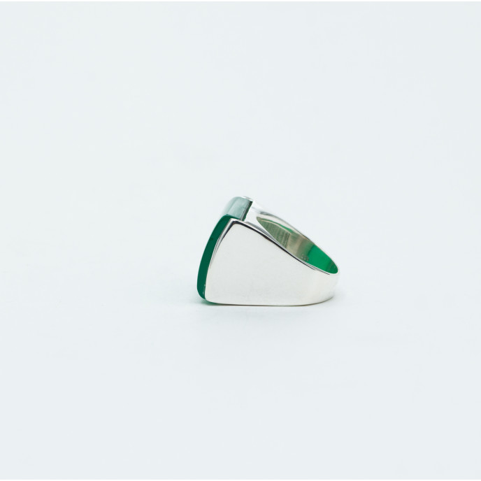 Inel dreptunghiular m agat verde Argint