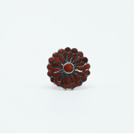 Inel floare 3cm coral Argint