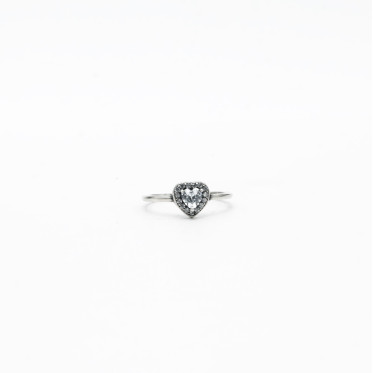 Inel solitaire inima cubic zirconia Argint