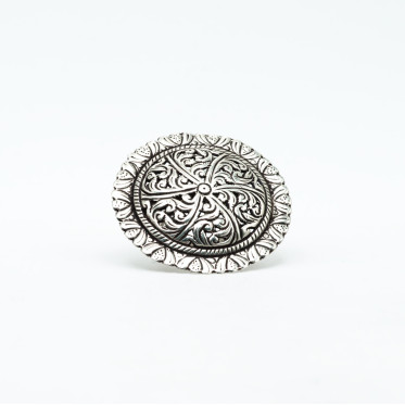 Inel disc floral India 4.8cm Argint