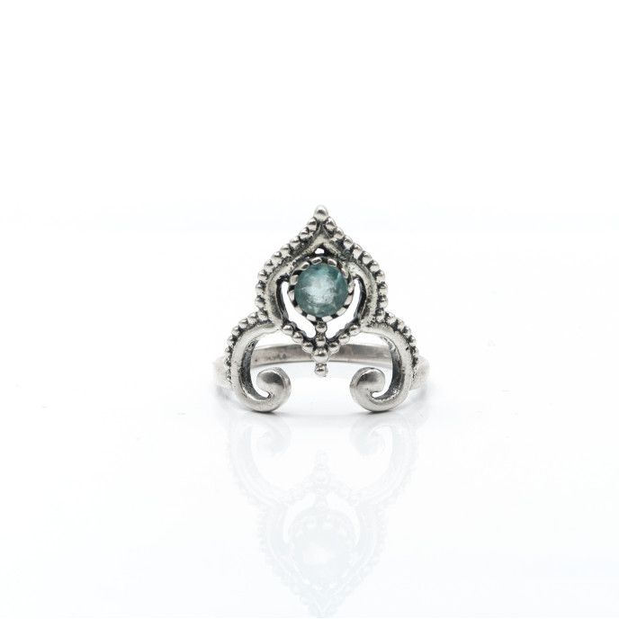 Inel tiara piatra naturala topaz bleu Argint