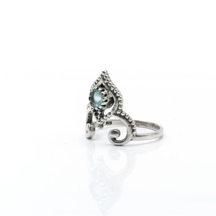 Inel tiara piatra naturala topaz bleu Argint
