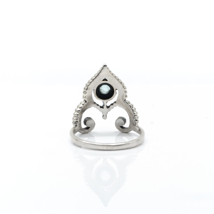 Inel tiara piatra naturala topaz bleu Argint