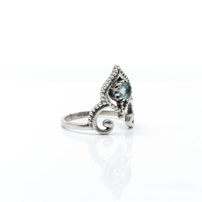 Inel tiara piatra naturala topaz bleu Argint
