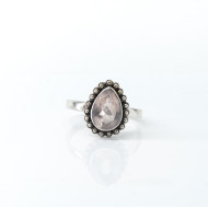 Inel picatura buline cuarz roz Argint