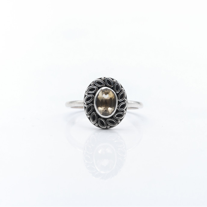 Inel xs floare ovala citrin Argint