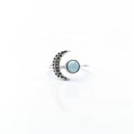 Inel semiluna piatra larimar Argint