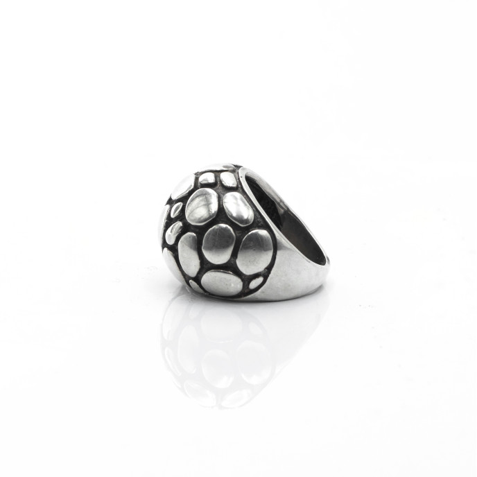 Inel rotund cap de mort indian Argint