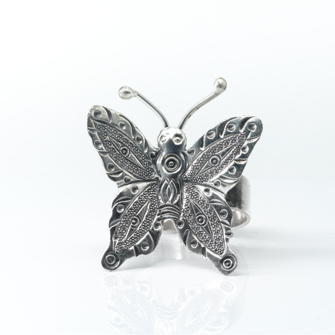 Inel fluture xl spirala Argint