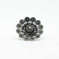 Inel disc floral India 5cm Argint