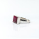 Inel patrat radacina de rubin Argint