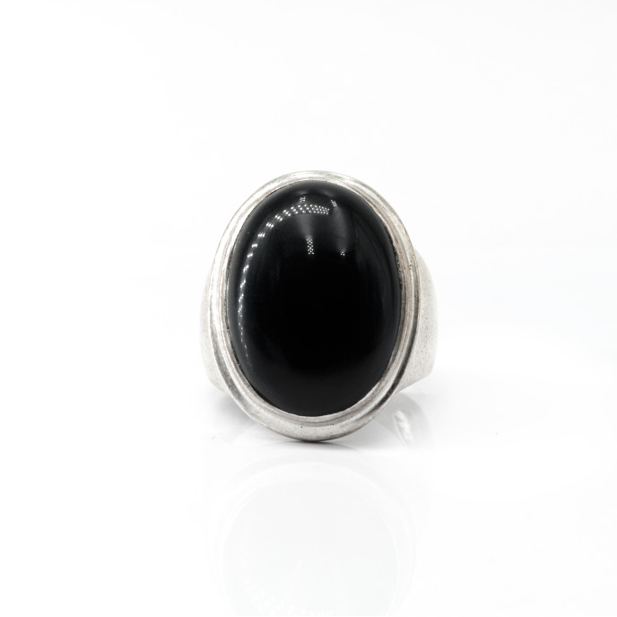 Inel simplu oval onix Argint