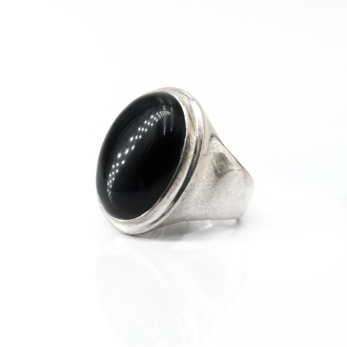 Inel simplu oval onix Argint