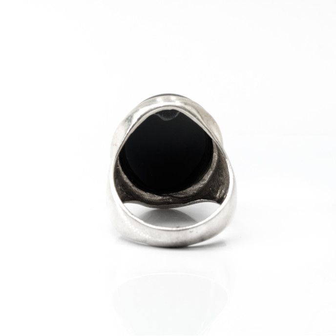 Inel simplu oval onix Argint