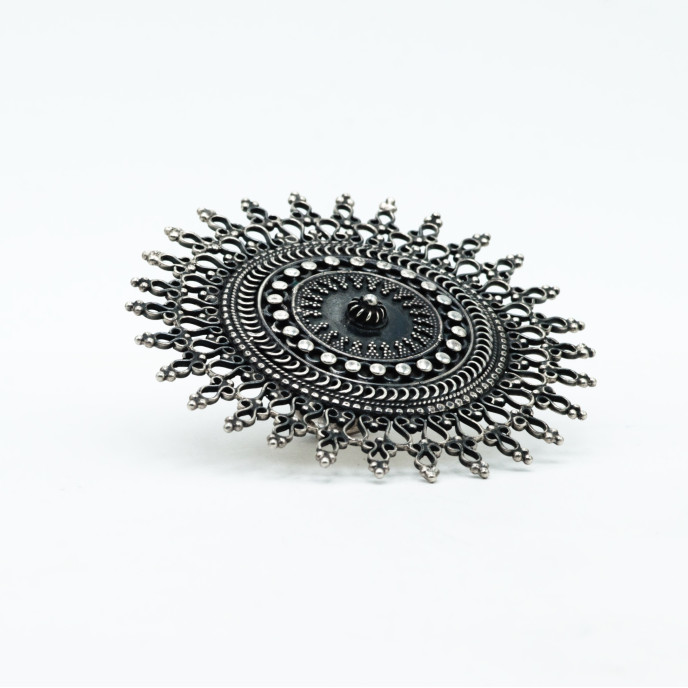 Inel disc solar India 7.5cm Argint