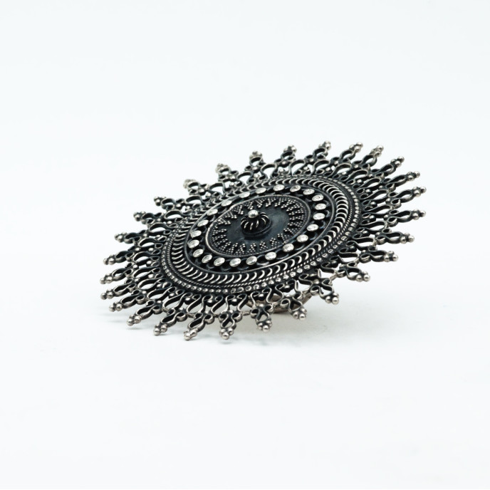 Inel disc solar India 7.5cm Argint