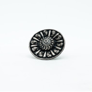 Inel disc floral picaturi India 4.3cm Argint