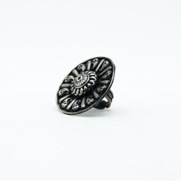Inel disc floral picaturi India 4.3cm Argint