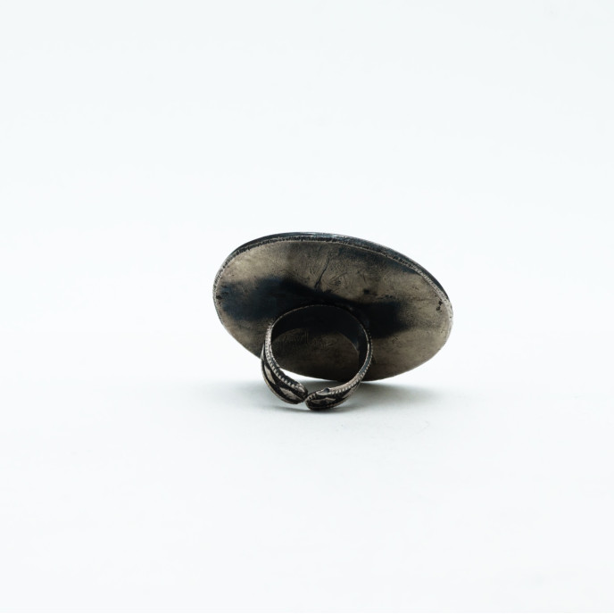 Inel disc floral picaturi India 4.3cm Argint