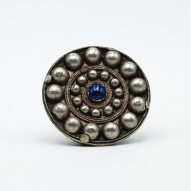 Inel rotund Afgan solar lapis-lazuli Argint