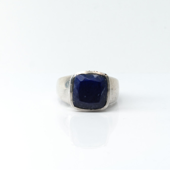 Inel patrat simplu lapis lazuli Argint
