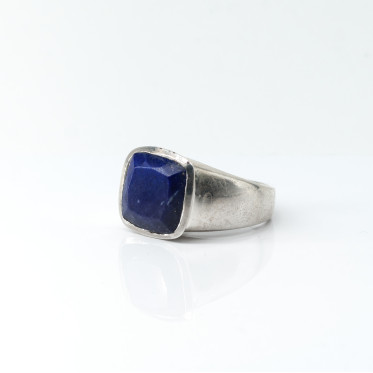 Inel patrat simplu lapis lazuli Argint