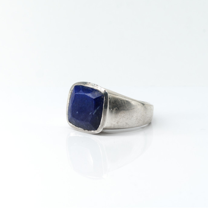 Inel patrat simplu lapis lazuli Argint