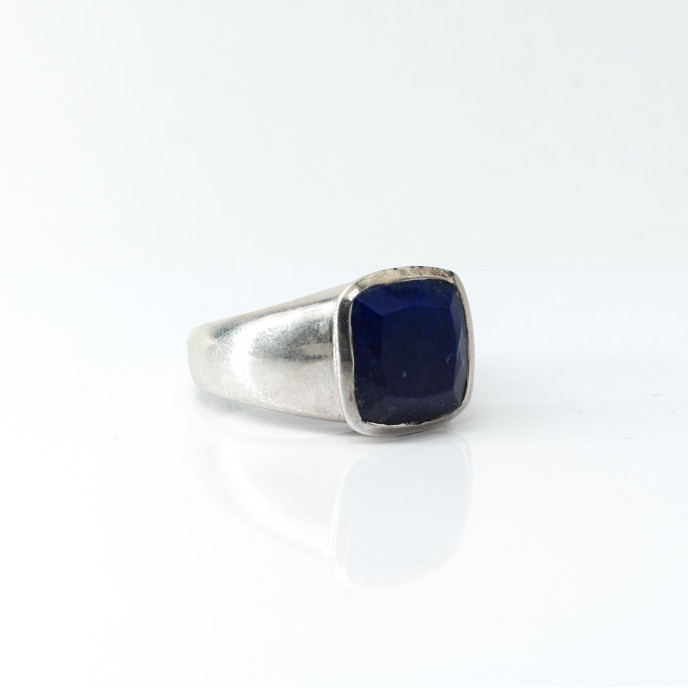 Inel patrat simplu lapis lazuli Argint