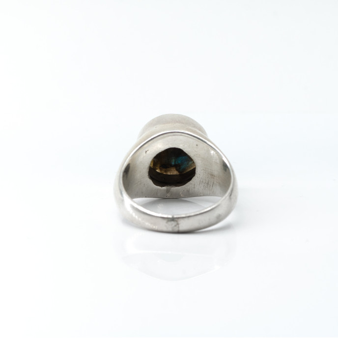 Inel rotund inalt labradorit verde Argint