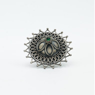 Inel disc palarie piatra verde Argint