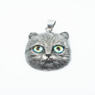Pandantiv cap de pisica XL Argint