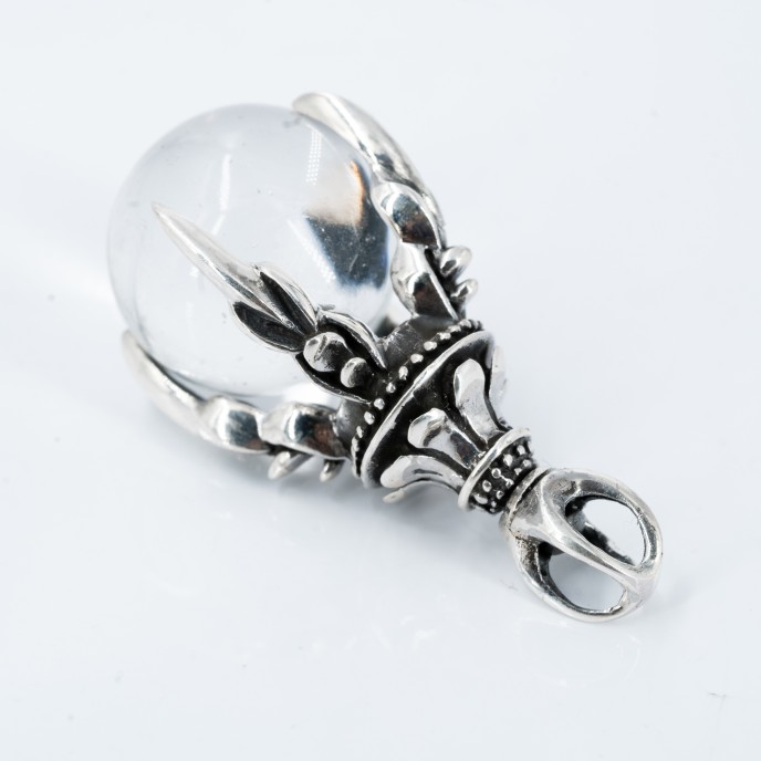 Pandantiv bila de cuart in gheara Argint