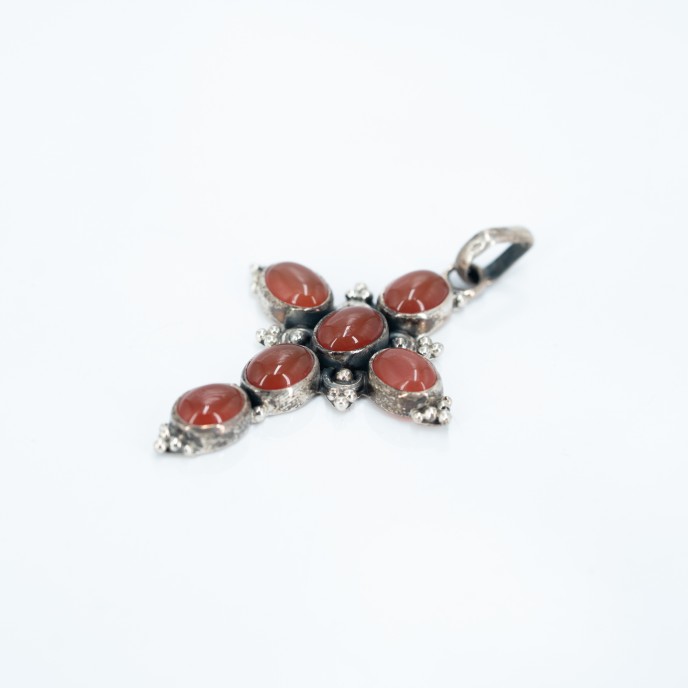 Pandantiv cruce carneol Argint