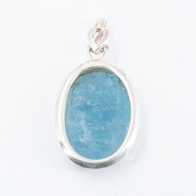 Pandantiv oval acvamarin lacrima Argint