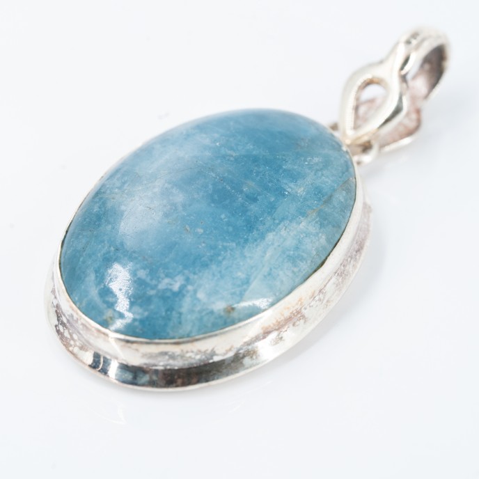 Pandantiv oval acvamarin lacrima Argint