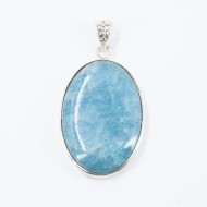 Pandantiv oval acvamarin floricele Argint