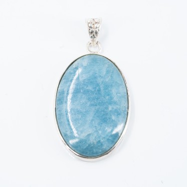 Pandantiv oval acvamarin floricele Argint