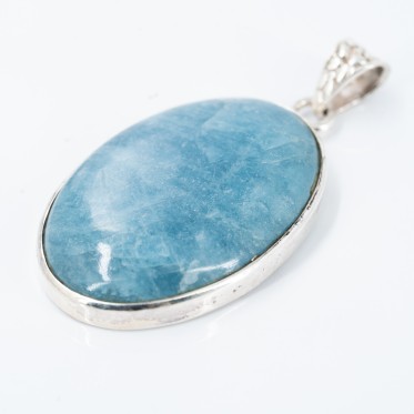 Pandantiv oval acvamarin floricele Argint