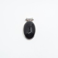 Pandantiv oval obsidian anou tubular L Argint