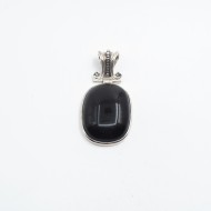Pandantiv dreptunghiular obsidian anou Baroc Argint