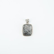 Pandantiv dreptunghiular cuart rutilat Argint