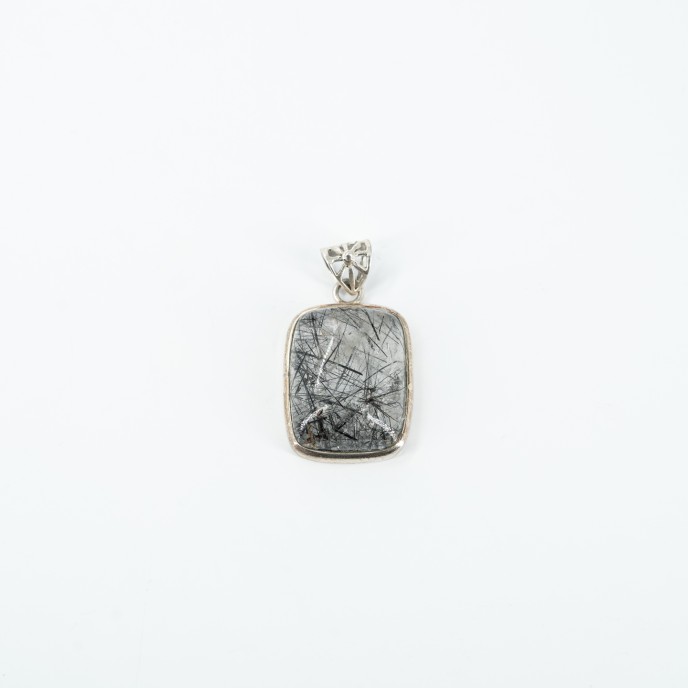 Pandantiv dreptunghiular cuart rutilat Argint