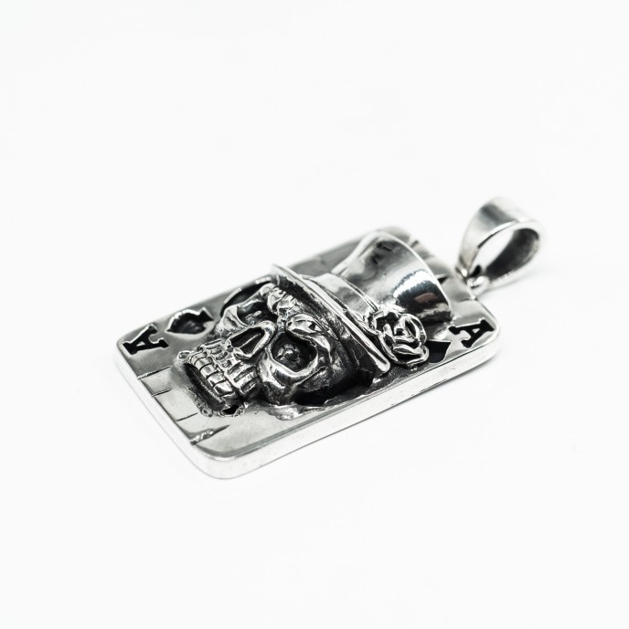 Pandantiv carte de joc craniu Argint