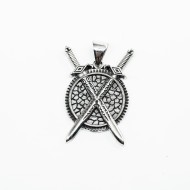 Pandantiv scut sabii incrucisate Argint