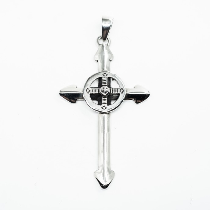 Pandantiv cruce rozeta xl Argint