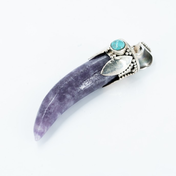 Pandantiv gheara piatra charoit turcoaza Argint