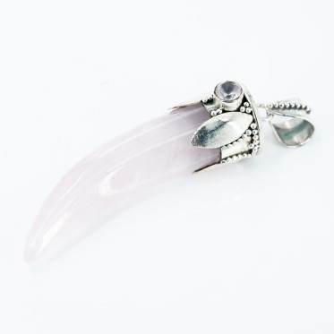 Pandantiv gheara piatra cuarz roz crz Argint