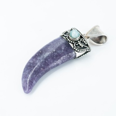 Pandantiv gheara piatra charoit larimar Argint