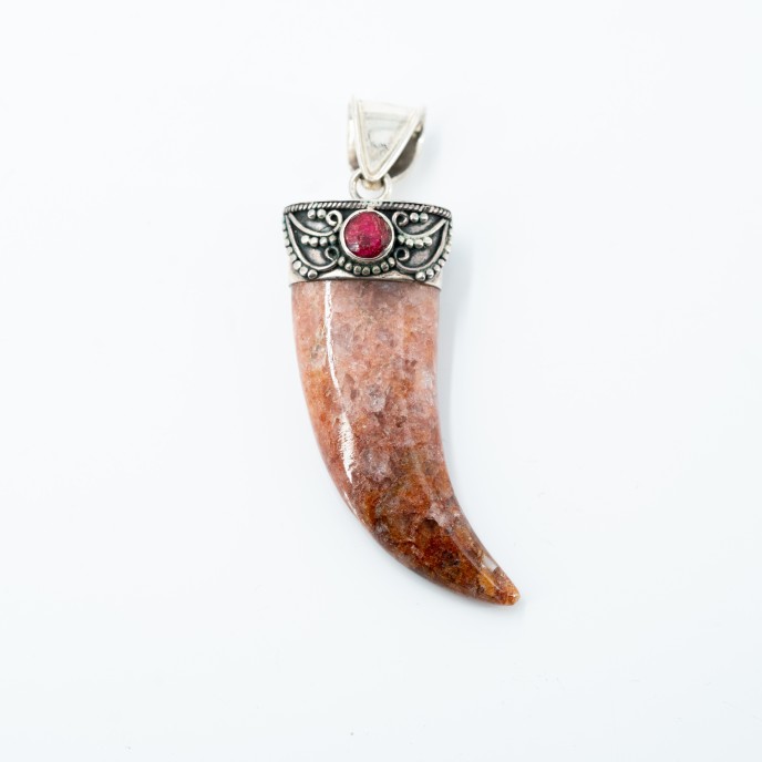 Pandantiv gheara piatra jasp radacina.de.rubin Argint