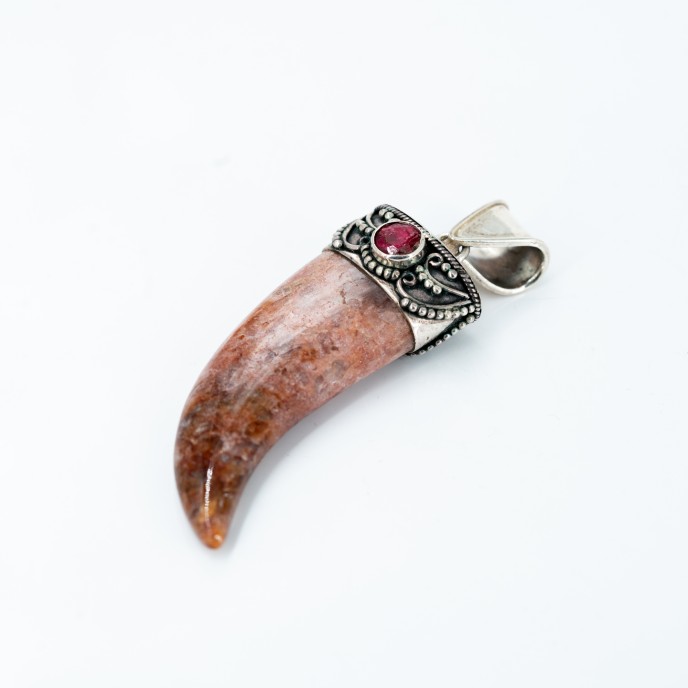 Pandantiv gheara piatra jasp radacina.de.rubin Argint